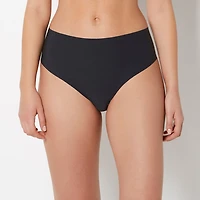 No Show Invisible High Waist Thong Panty Tuxedo Black