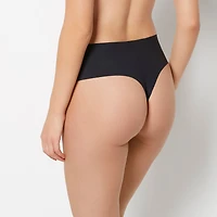 No Show Invisible High Waist Thong Panty Tuxedo Black