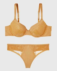 Lightly Lined Full Coverage Bra with Lace Overlay