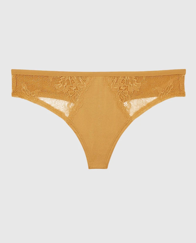 La Senza | Lace Thong Panty | Microfiber | Gold | M