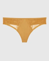 La Senza | Lace Thong Panty | Microfiber | Gold | M