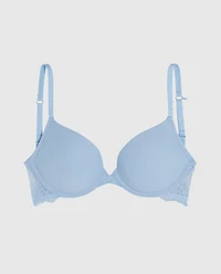La Senza | Smooth Push Up Plunge Bra with Lace Wing | Microfiber | Clear Sky | 34DD