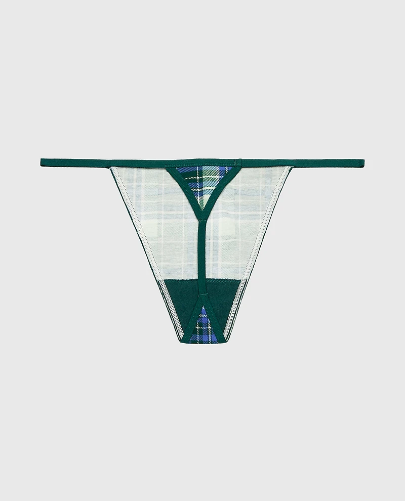 Cotton G-String Panty Evergreen Plaid