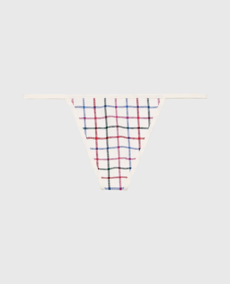 Cotton G-String Panty Jingle Plaid