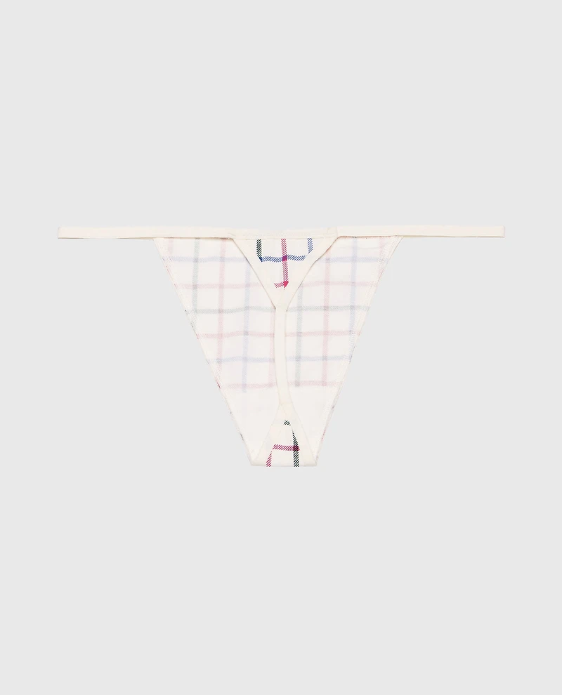 Cotton G-String Panty Jingle Plaid