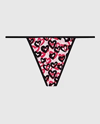 Cotton G-String Panty Graffiti Hearts