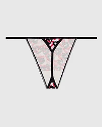 Cotton G-String Panty Graffiti Hearts
