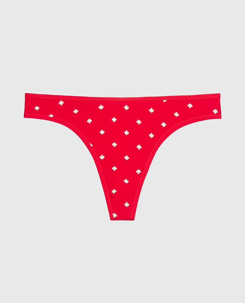 Cotton Thong Panty Oh Canada Dot