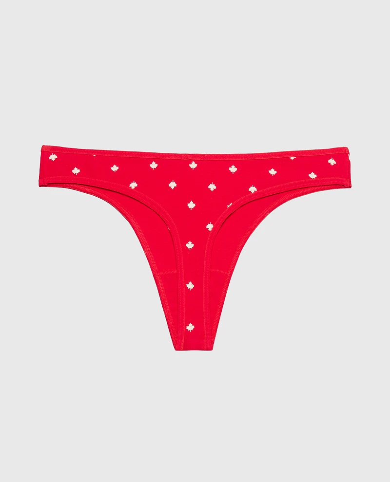 Cotton Thong Panty Oh Canada Dot