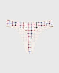 Cotton Thong Panty Jingle Plaid