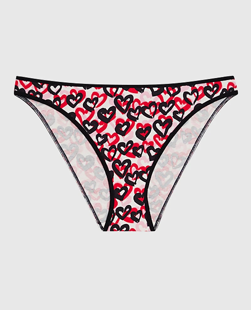 Culotte bikini en coton coeurs de graffitis