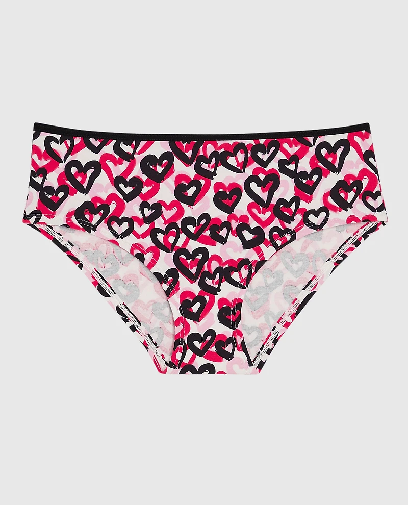 Cotton Hipster Panty in Graffiti Hearts