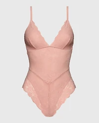 Allover Lace Shaping Bodysuit Royal Pink