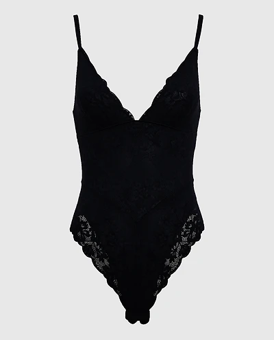 Smoothing Lace Bodysuit Black