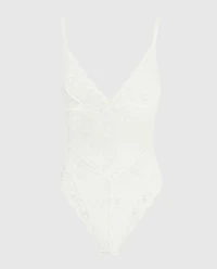 Allover Lace Shaping Bodysuit Ivory