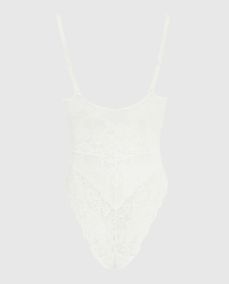 Allover Lace Shaping Bodysuit Ivory