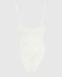 Allover Lace Shaping Bodysuit Ivory