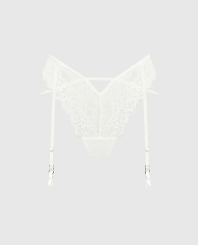 High Leg G-String Panty with Garter Straps
