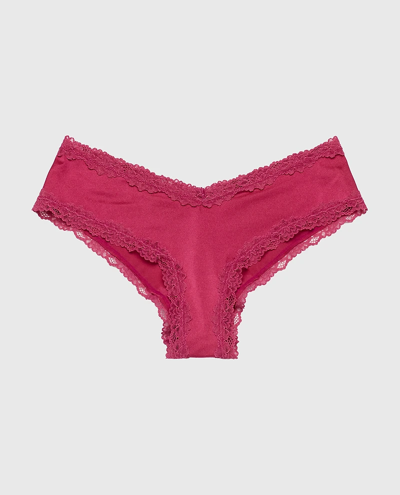 Cheeky Panty with Lace Trim Electric Rouge