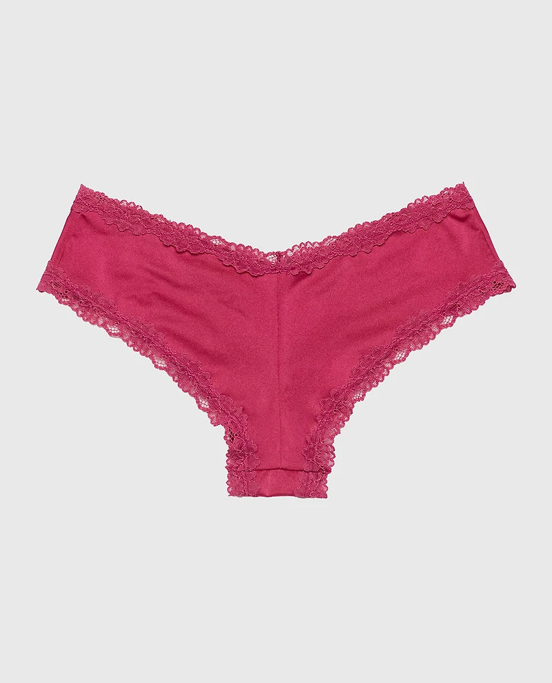 Cheeky Panty with Lace Trim Electric Rouge