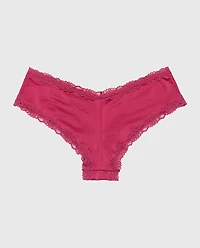 Cheeky Panty with Lace Trim Electric Rouge