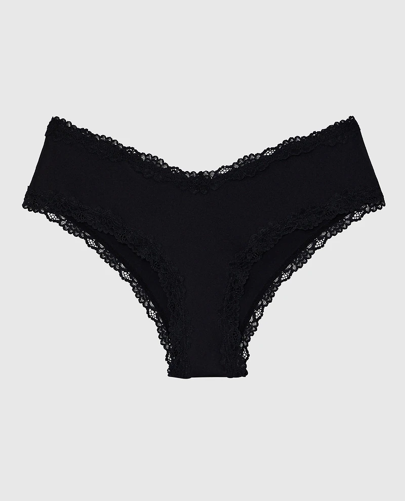 Cheeky Panty With Lace Trim Smoulder Black