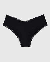 Cheeky Panty With Lace Trim Tuxedo Black