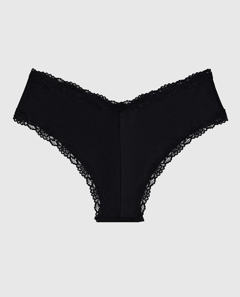 Cheeky Panty With Lace Trim Smoulder Black