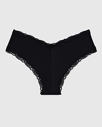 Cheeky Panty With Lace Trim Tuxedo Black