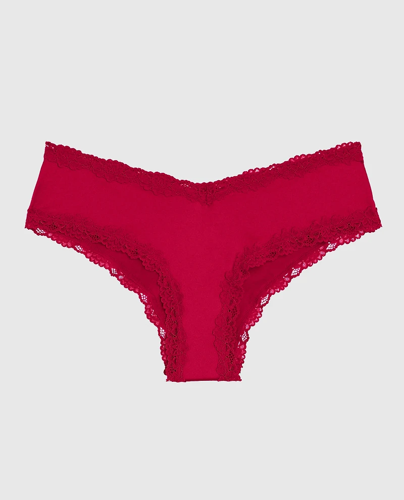 Cheeky Panty with Lace Trim in Cosmo Red