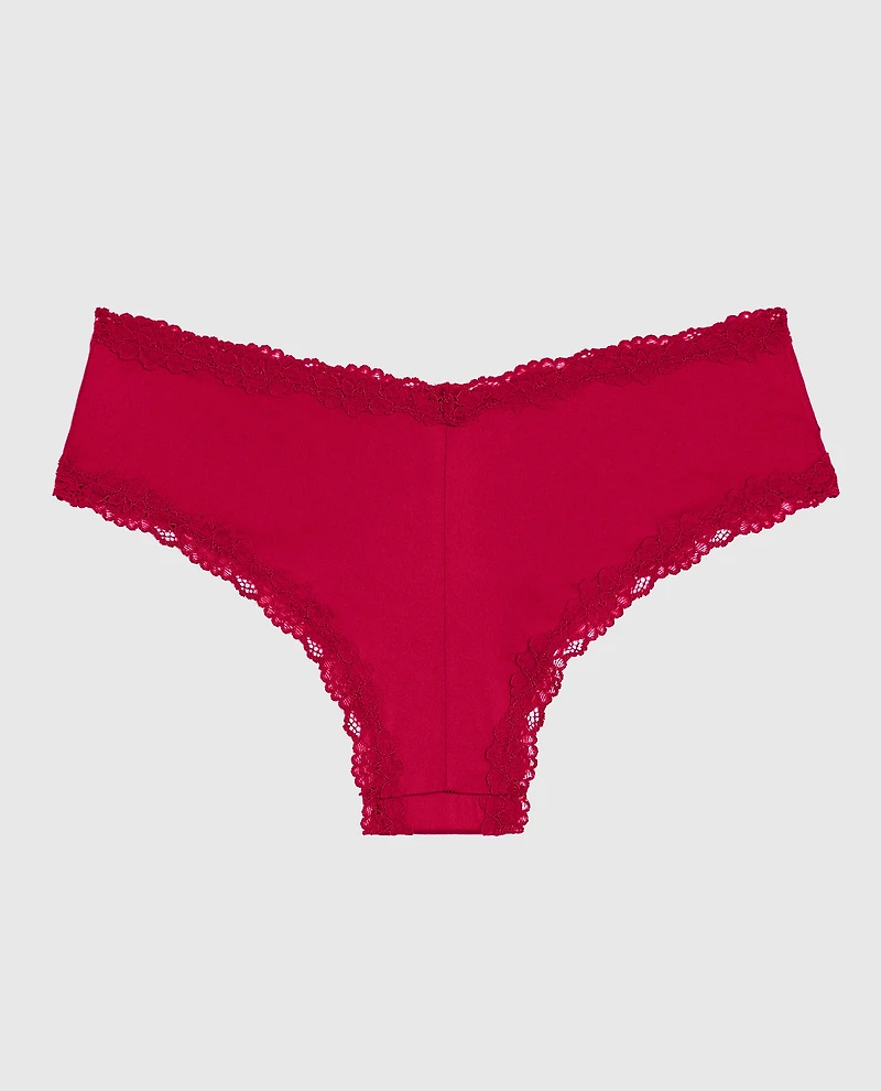 Cheeky Panty with Lace Trim in Cosmo Red