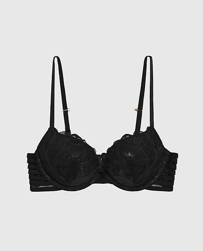 La Senza | Push Up Bra with Gated Wing | Microfiber | Smoulder Black | 36C