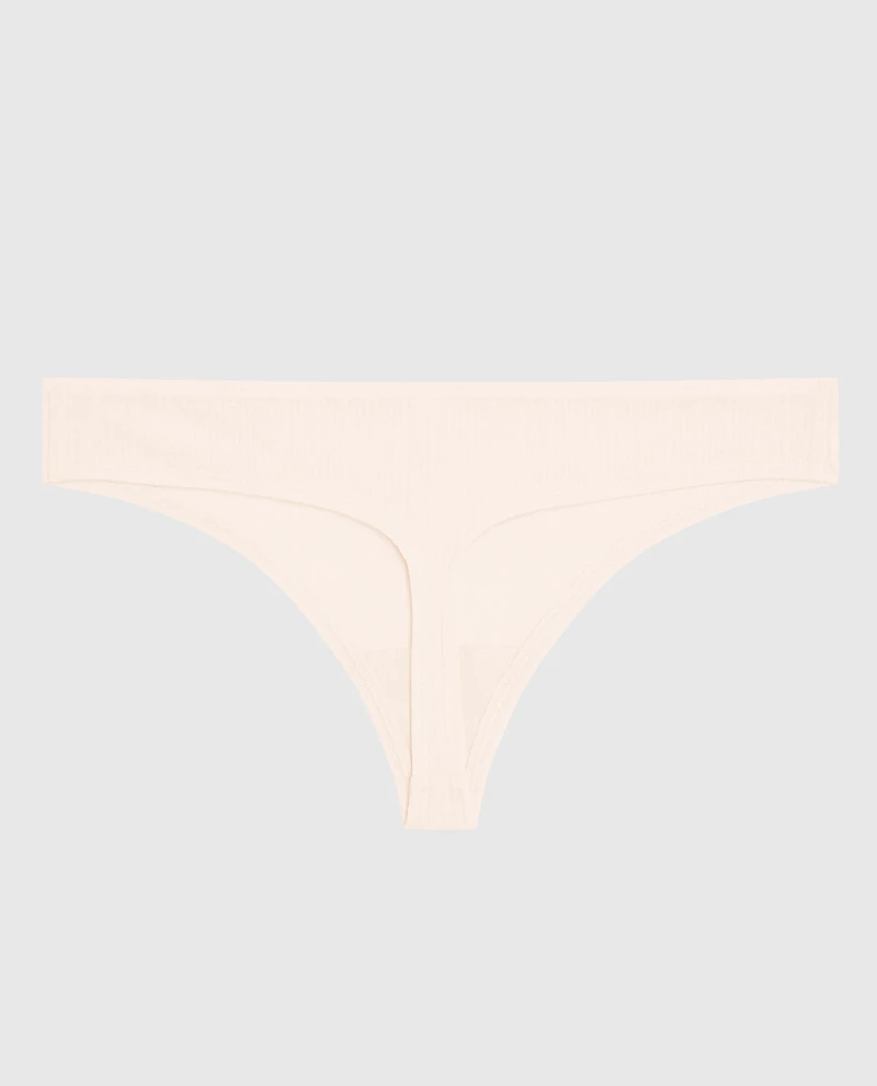 Ribbed Thong Panty Ivory Dawn