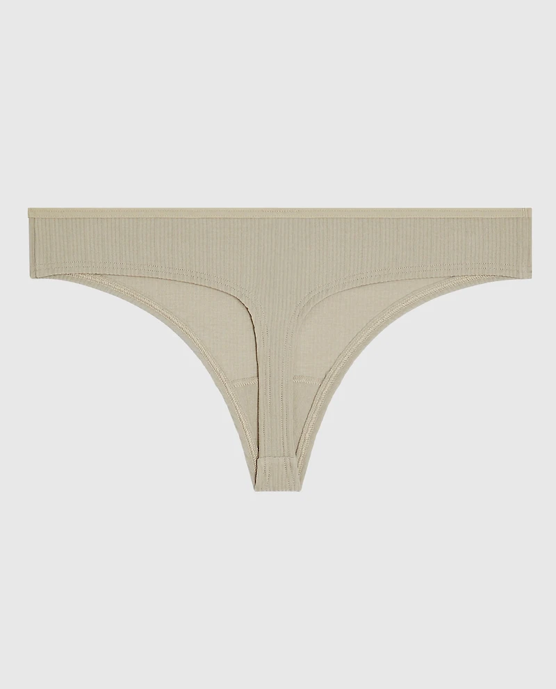 Ribbed Thong Panty Stone Grey