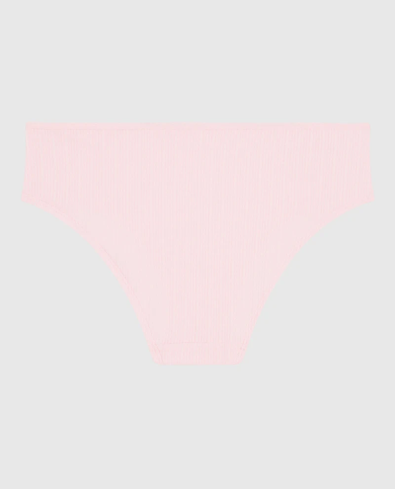 Culotte taille basse côtelée rose indiscret