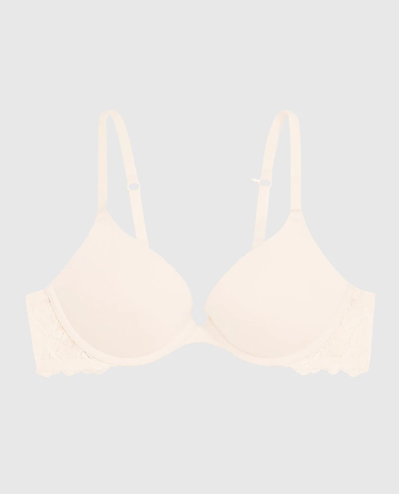 Soutien-gorge pigeonnant avec côté en dentelle aube ivoire