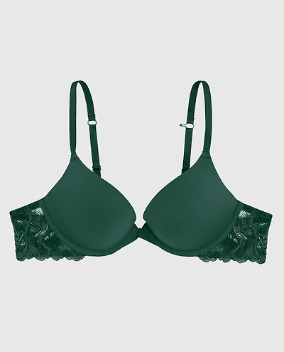 Smooth Push Up Pluge Bra with Lace Wing