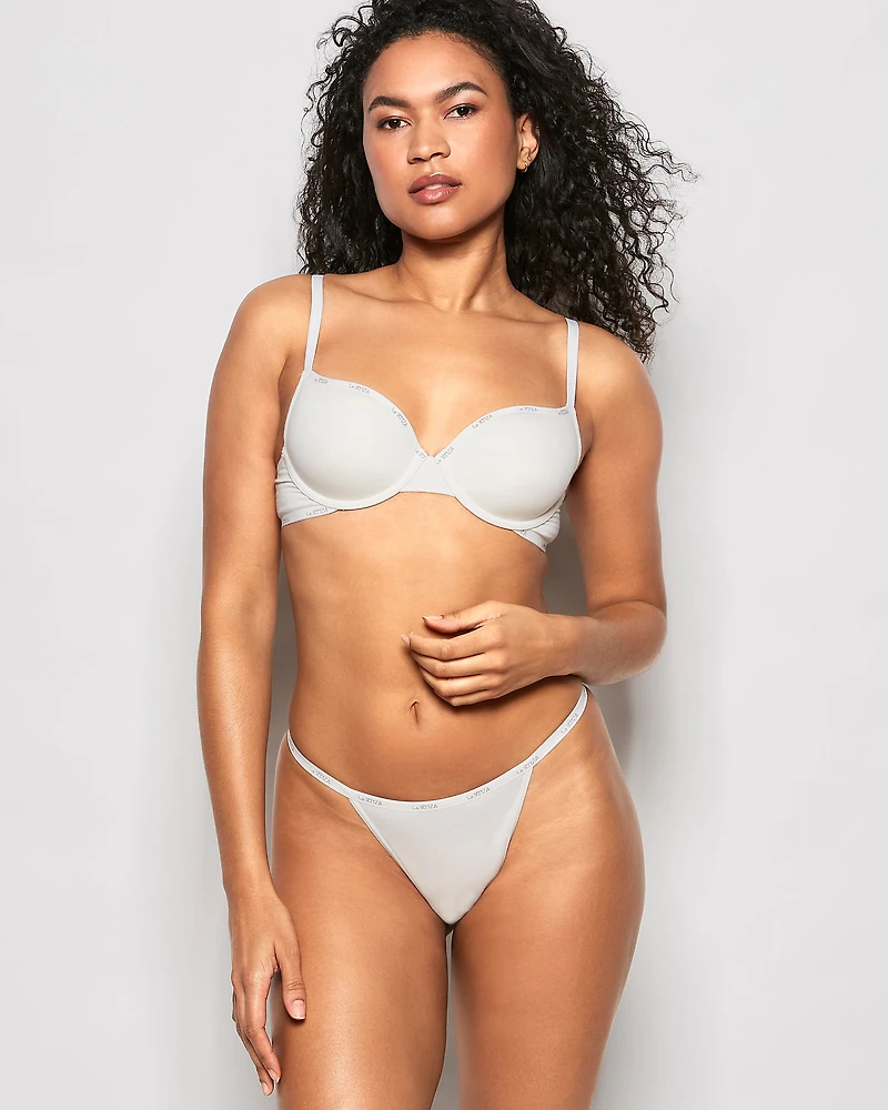 Soutien-gorge demi-buste légèrement doublé à logo ivoire