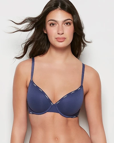 Lightly Lined Logo Demi Bra Dusk Blue