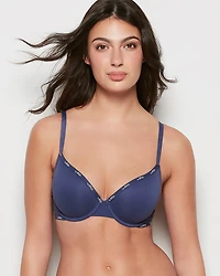 Lightly Lined Logo Demi Bra Dusk Blue