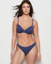 Lightly Lined Logo Demi Bra Dusk Blue