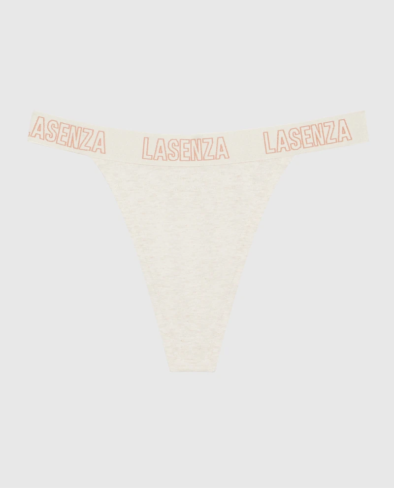 Everyday Thong Panty with Logo Trim