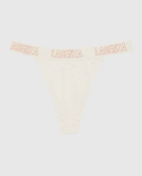Everyday Thong Panty with Logo Trim