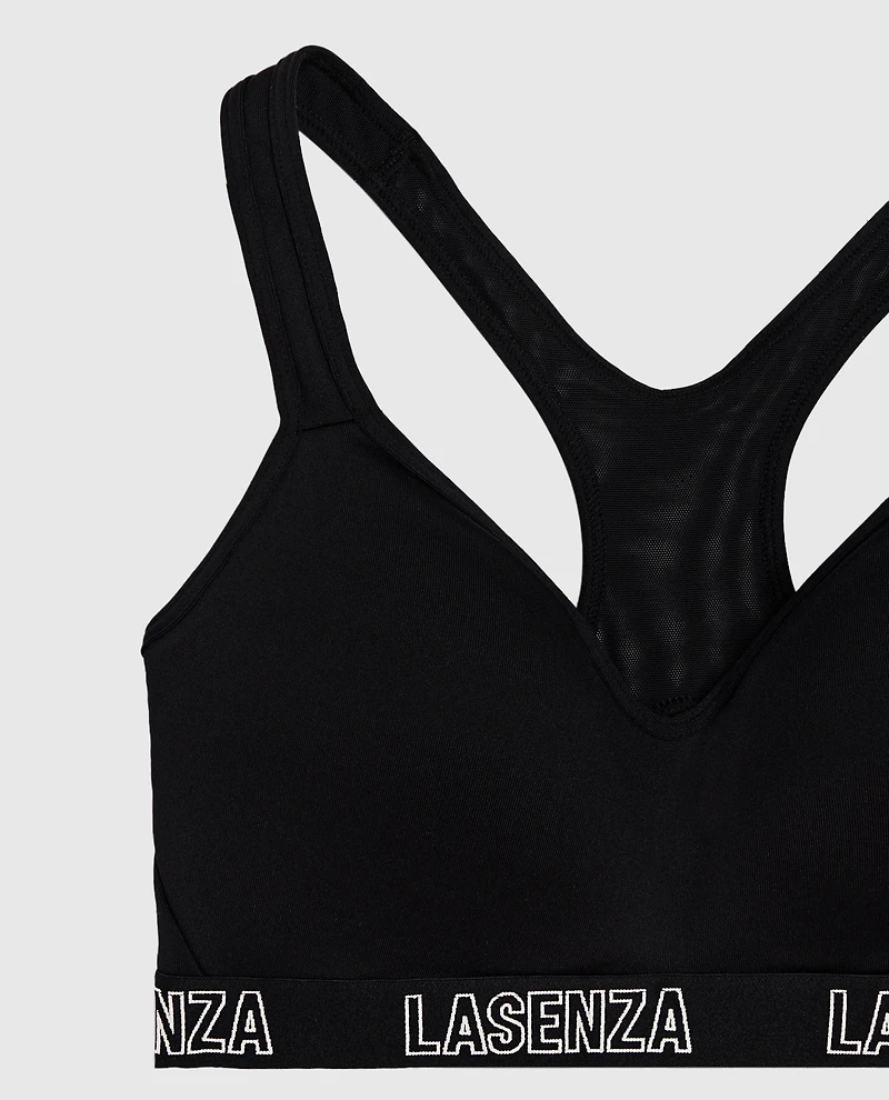 Medium Impact Logo Sports Bra Black