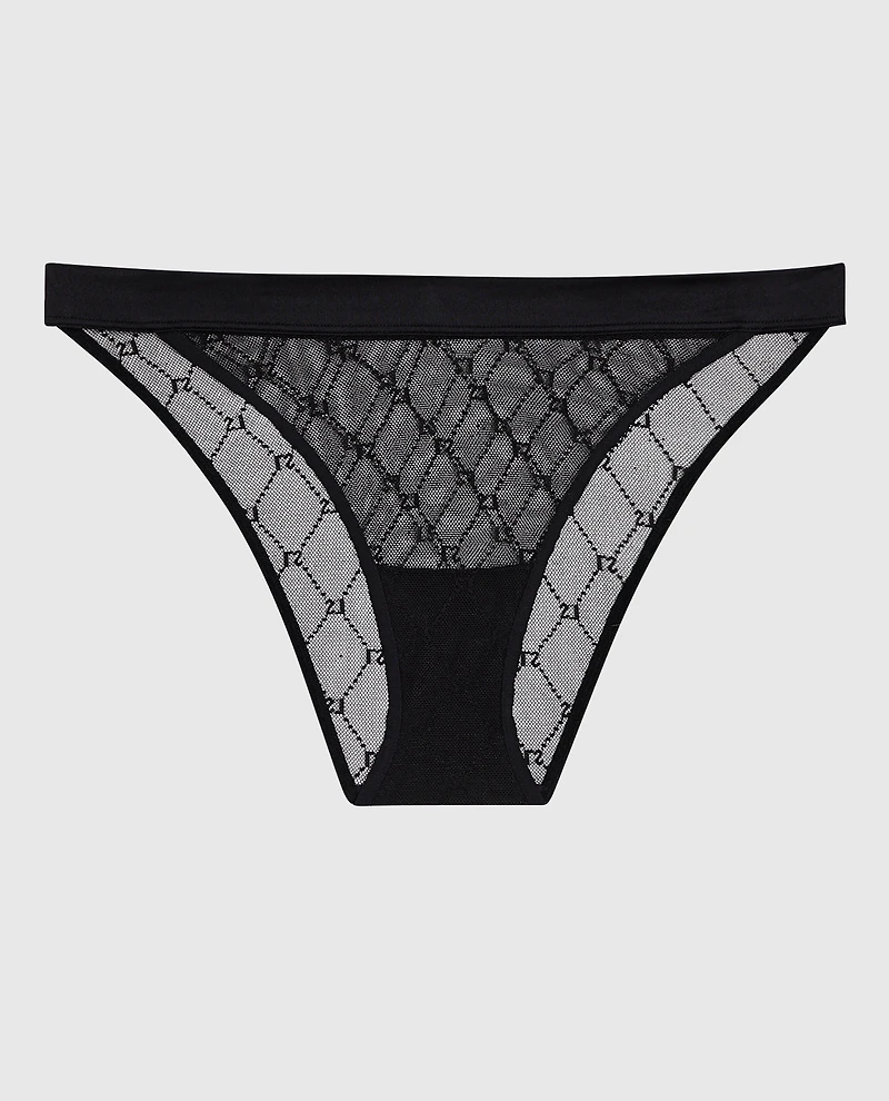 La Senza | High Leg Medium Rise Bikini Panty | Mesh | Smoulder Black | XL