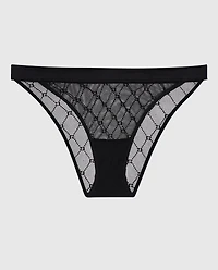 La Senza | High Leg Medium Rise Bikini Panty | Mesh | Smoulder Black | XL