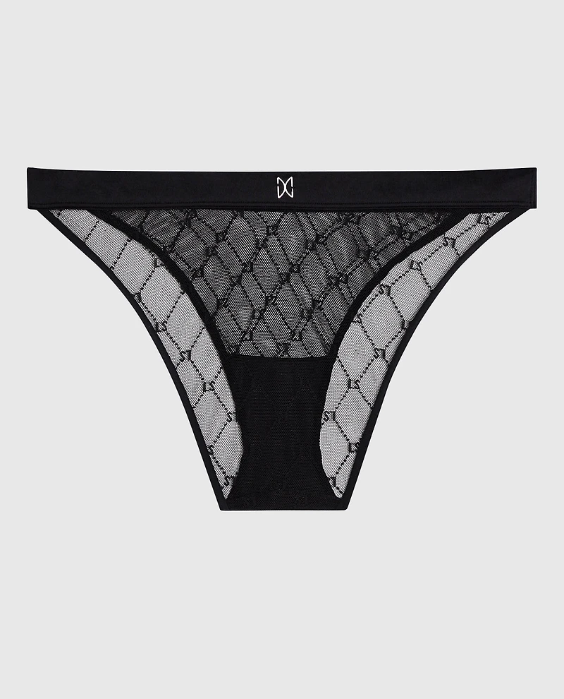 La Senza | High Leg Medium Rise Bikini Panty | Mesh | Smoulder Black | XL