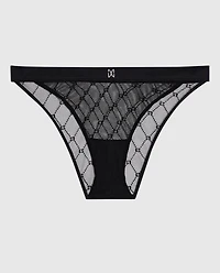 La Senza | High Leg Medium Rise Bikini Panty | Mesh | Smoulder Black | XL