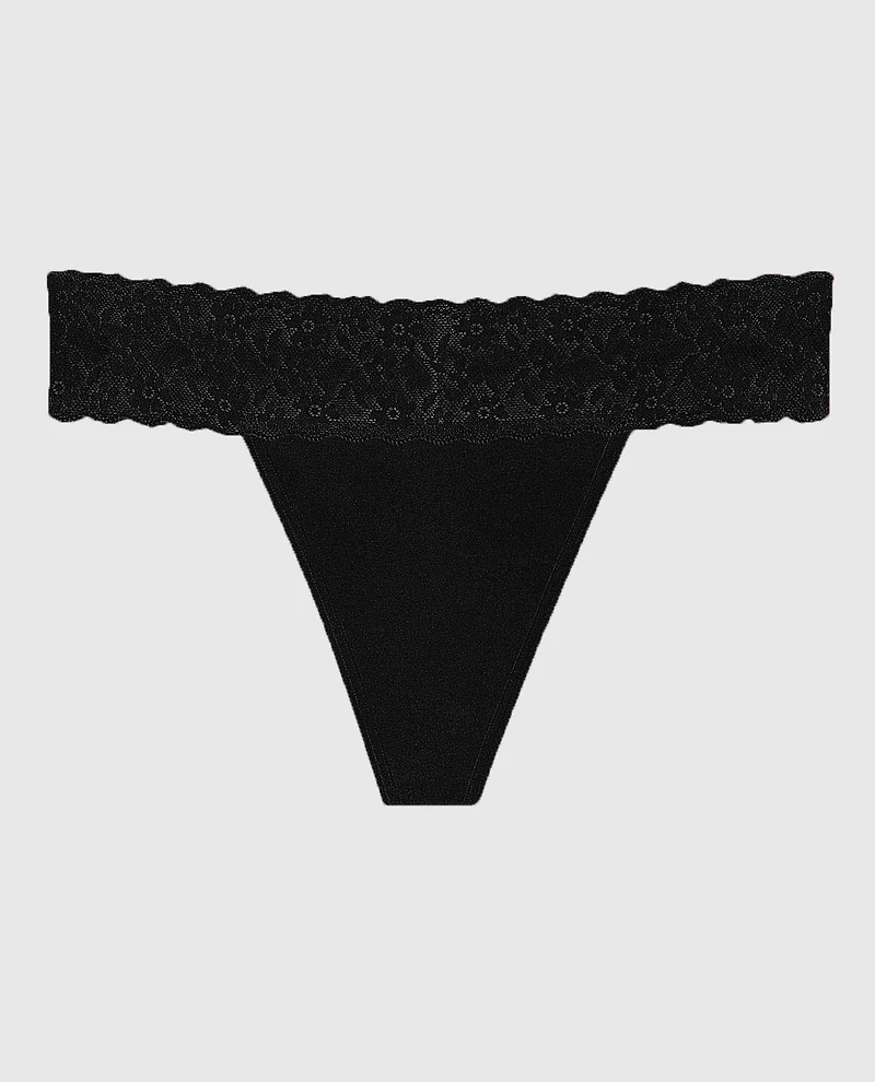Culotte string avec bordure en dentelle
