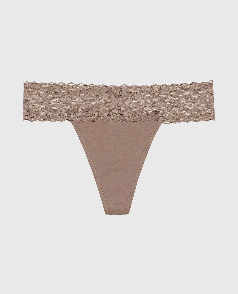 Thong Panty With Lace Trim Leafless Tree